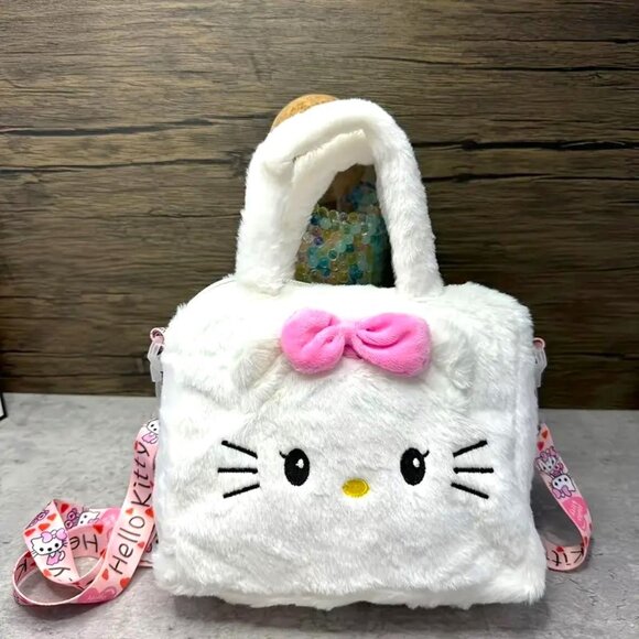 Hello Kitty Plush Crossbody Bag Purse Sanrio Clutch Adjustable Removable Strap - Picture 1 of 2